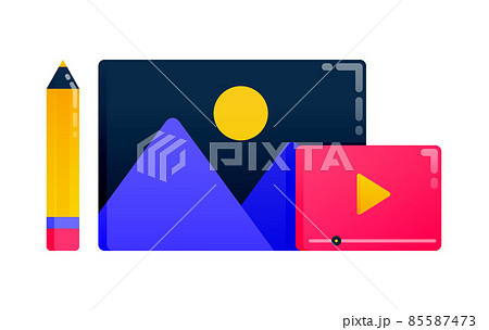 Logos for video and images edit, illustration for production house and photography. Logos can also be used for business, icon design, and graphic elements 85587473