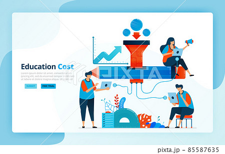 Vector illustration of activities from financing in education. Scholarship and education network. Funding assistance program for students. Financial access. Designed for landing page, web, mobile apps 85587635
