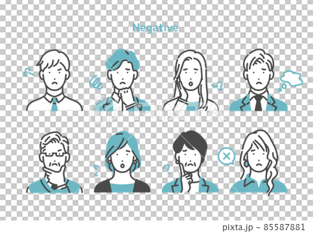 困っているビジネスパーソンの上半身セット 困っているビジネスパーソンの上半身セット 85587881