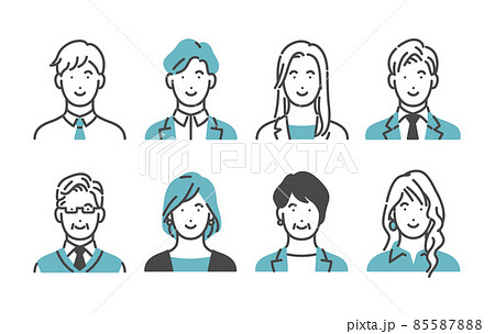 笑顔のビジネスパーソンの上半身セット 85587888