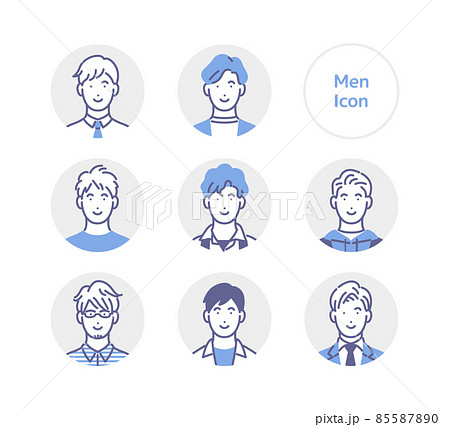 若い男性の丸アイコンセット 85587890
