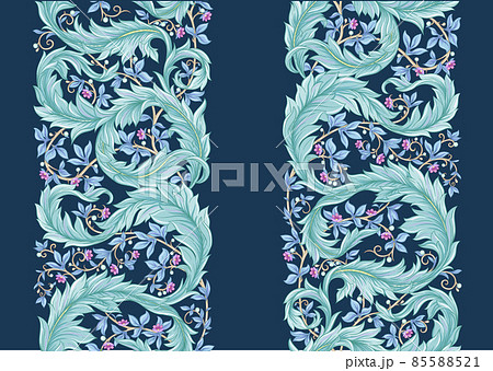 Decorative flowers and leaves in art nouveau style, vintage, old, retro style. Decorative flowers and leaves in art nouveau style, vintage, old, retro style. 85588521