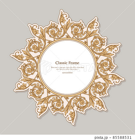 Baroque frame decor. Detailed rich ornament graphic line art. 85588531