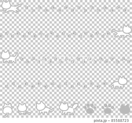 シンプルな猫のライン素材セット 85588723