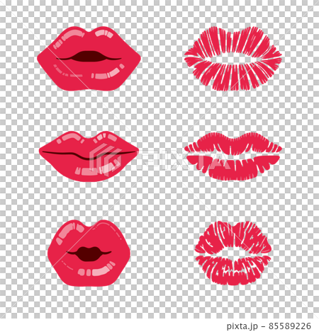 Illustration set of kiss mark and lips 85589226