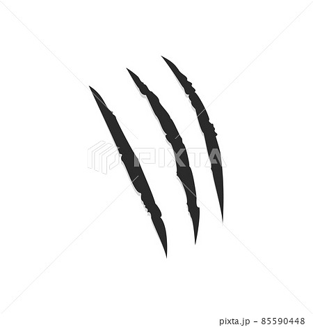 Cat scratch on a white background. Ragged trail. The mark of the three claws of the animal. Fun design element. Flat design. Vector illustration 85590448