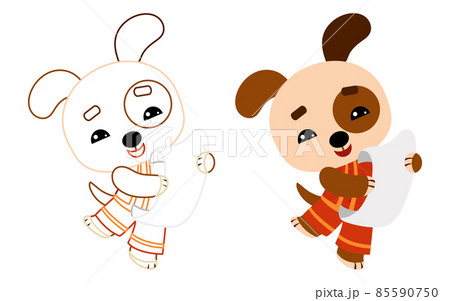 Coloring book for kids, Chinese new year character dog and blank scroll 85590750