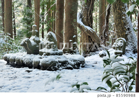 牛馬童子像の雪景色　【和歌山県田辺市中辺路町】 85590988
