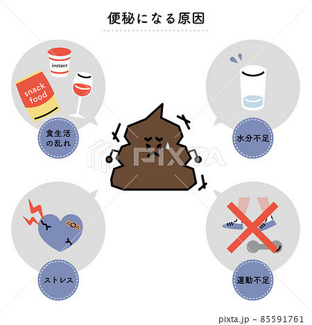 便秘の原因　イラストセット（日本語ver.） 85591761