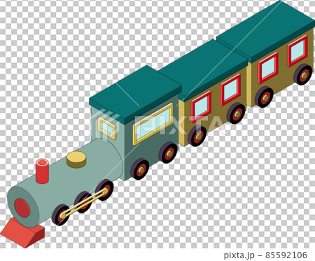 Illustration of a colorful isometric style steam locomotive with outline. Illustration of a colorful isometric style steam locomotive with outline. 85592106