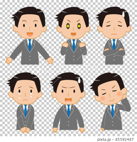 スーツ男性の表情セット2 85592487