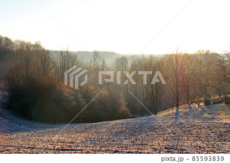 Winter mornings, the sky over the frozen countryside near Zagreb, Croatia Winter mornings, the sky over the frozen countryside near Zagreb, Croatia 85593839
