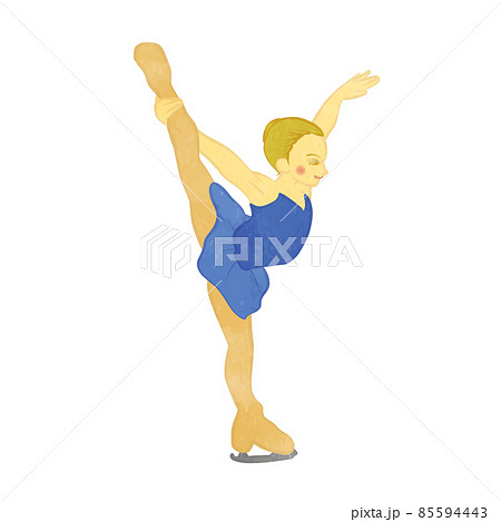キャンドルスピンをしているかわいいフィギュアスケート女子 02のイラスト素材
