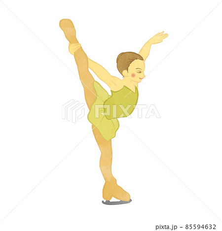 キャンドルスピンをしているかわいいフィギュアスケート女子 03のイラスト素材