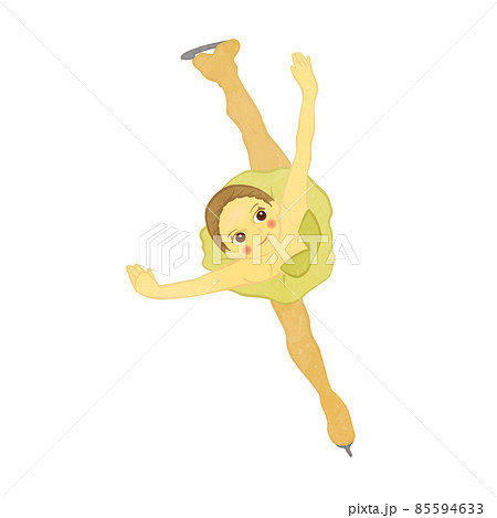 キャメル技をしているかわいいフィギュアスケート女子 03のイラスト素材