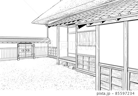 漫画風ペン画イラスト　和風_外観 85597234