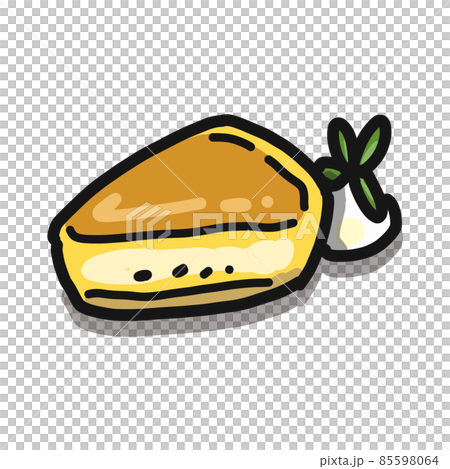 它是烤芝士蛋糕的插圖。與新鮮奶油和薄荷一起食用。 85598064