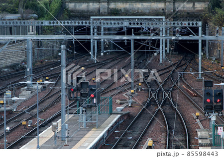 Rail Track Entrance to Waverley Station Edinburgh Scotland Rail Track Entrance to Waverley Station Edinburgh Scotland 85598443