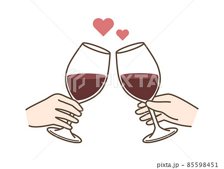 ワイン　乾杯　ハート 85598451