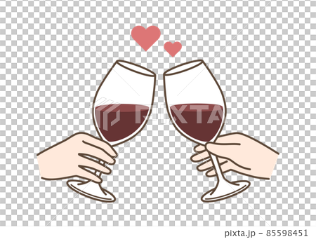 ワイン　乾杯　ハート 85598451