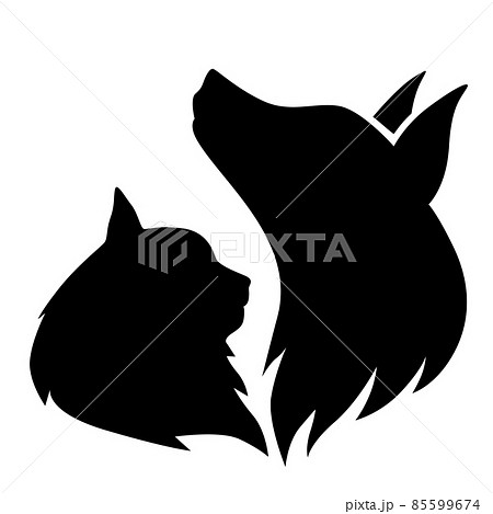Silhouette of a cat and dog muzzle profile 85599674