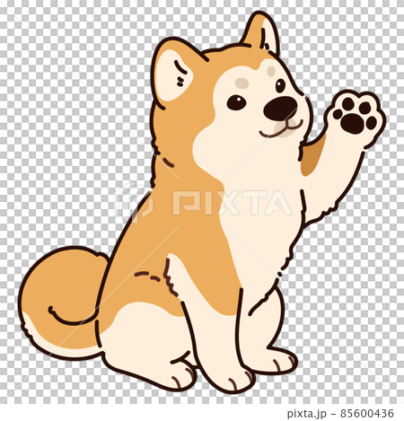 手を振るシンプルで可愛い秋田犬のイラスト　主線あり 85600436