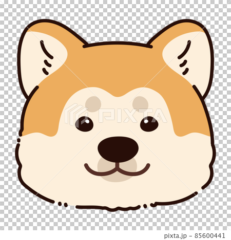 Simple and cute Akita dog face illustration with main line 85600441