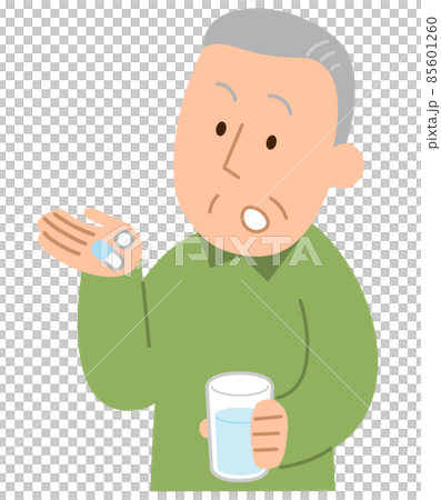 薬を飲むシニア男性② 85601260