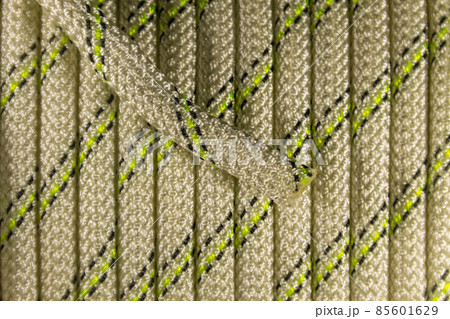 Close-up of coiled sport climbing rope 85601629