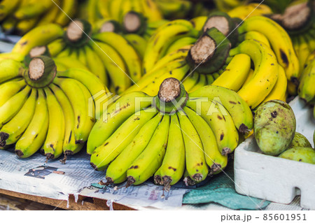 Bananas in the Vietnamese market. Asian cuisine concept Bananas in the Vietnamese market. Asian cuisine concept 85601951
