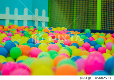 Multi-colored plastic balls. A children's playroom Multi-colored plastic balls. A children's playroom 85602514