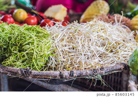 The soybean sprouts in the market are Vietnamese. Asian cuisine concept. 85603145