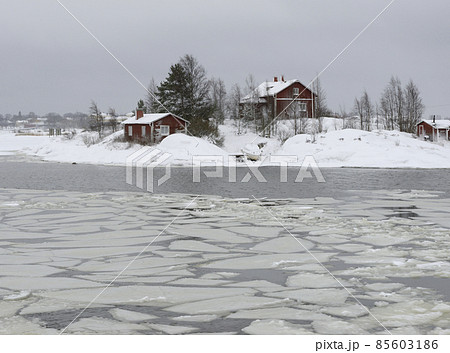 lonely house and sauna on a small island in the Baltic Sea 85603186