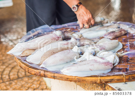Fresh seafood on the Vietnamese market. Asian food concept 85603378