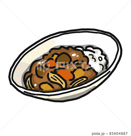 カレーライスのイラストです。ジャガイモ、肉、ニンジン、玉ねぎが入っています。 カレーライスのイラストです。ジャガイモ、肉、ニンジン、玉ねぎが入っています。 85604887