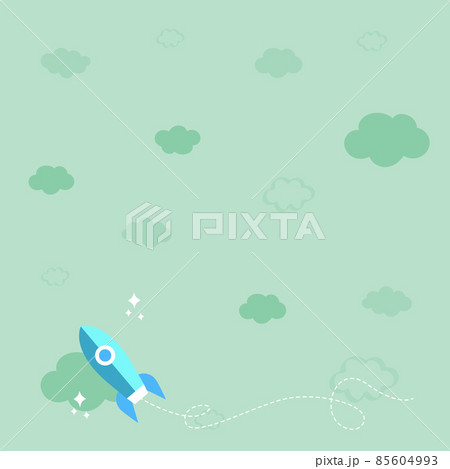 Rocket Ship Launching Fast Straight Up To The Outer Space. Spaceship Drawing Flying High At Sky. Space Shuttle Cartoon Floating At The Air. 85604993