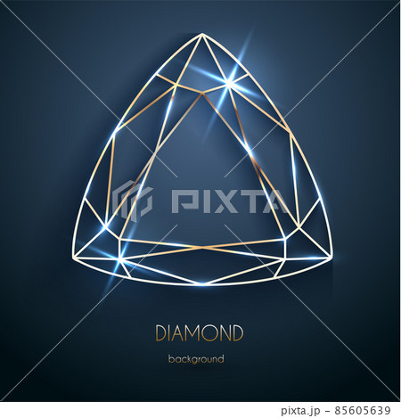 Abstract luxury template with golden diamond outlined shape (trillion cut) - eps10 vector 85605639