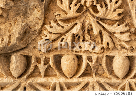 ancient weathered relief on the ruins of a building in the ancient city of Myra, Turkey 85606283
