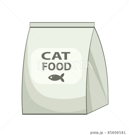 Cat food bag icon. Cartoon illustration of cat food bag vector icon for web Cat food bag icon. Cartoon illustration of cat food bag vector icon for web 85606581