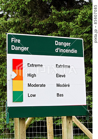 Fire Danger sign set with a high risk indicator Fire Danger sign set with a high risk indicator 85607085