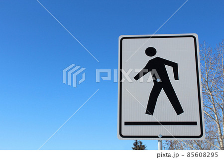 Crosswalk on a White Rectangle Sign Crosswalk on a White Rectangle Sign 85608295