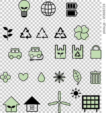 緑色のエコロジーのかわいいアイコン集 85608728