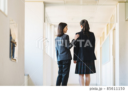 廊下で話す女子高生 廊下で話す女子高生 85611150
