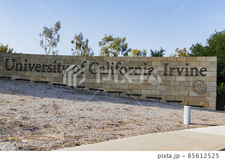 Sunny view of the sign of University of California Irvine Sunny view of the sign of University of California Irvine 85612525