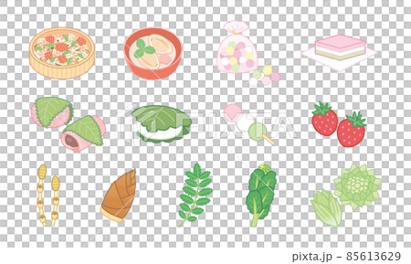 Illustration set of spring food and ingredients - Stock Illustration ...