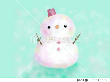 優しい虹色雪だるまのイラスト 85613689