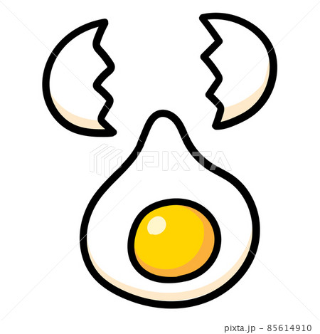 割れる生卵のかわいい手描き風イラストのイラスト素材