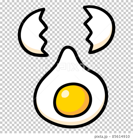 割れる生卵のかわいい手描き風イラスト 85614910