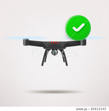 Modern quadrocopter icon with checkmark. 3d vector icon 85615245