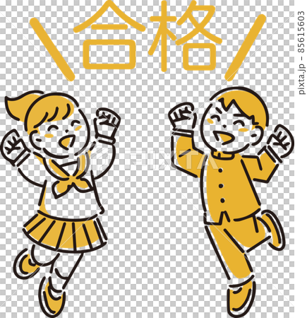 考試學生 合格者 男女制服 線描 簡單觸摸 插圖素材 考試學生 合格者 男女制服 線描 簡單觸摸 插圖素材 85615603